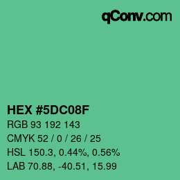 カラーコード: HEX #5DC08F | qconv.com
