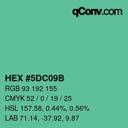 Farbcode: HEX #5DC09B | qconv.com