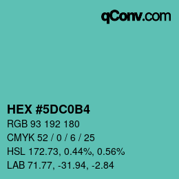 Color code: HEX #5DC0B4 | qconv.com