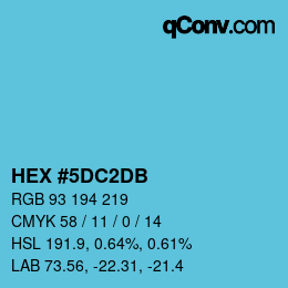 颜色代码: HEX #5DC2DB | qconv.com