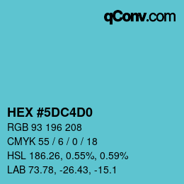 颜色代码: HEX #5DC4D0 | qconv.com