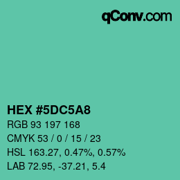カラーコード: HEX #5DC5A8 | qconv.com