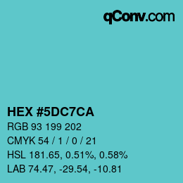 Color code: HEX #5DC7CA | qconv.com
