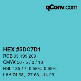 Farbcode: HEX #5DC7D1 | qconv.com