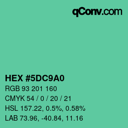 カラーコード: HEX #5DC9A0 | qconv.com