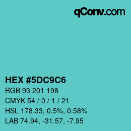 Color code: HEX #5DC9C6 | qconv.com