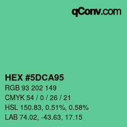 カラーコード: HEX #5DCA95 | qconv.com