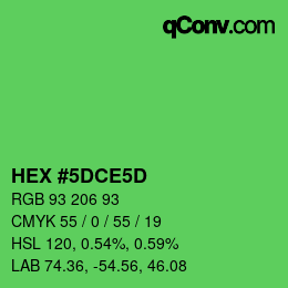 カラーコード: HEX #5DCE5D | qconv.com
