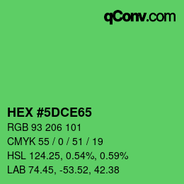 カラーコード: HEX #5DCE65 | qconv.com
