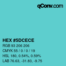 Color code: HEX #5DCECE | qconv.com