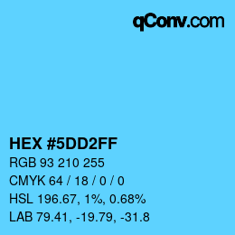 カラーコード: HEX #5DD2FF | qconv.com