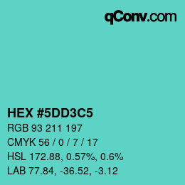 Color code: HEX #5DD3C5 | qconv.com