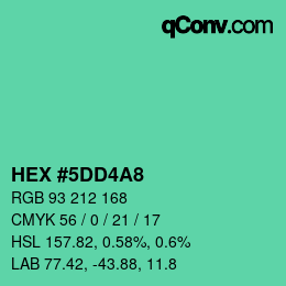 カラーコード: HEX #5DD4A8 | qconv.com