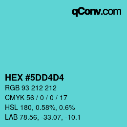 カラーコード: HEX #5DD4D4 | qconv.com