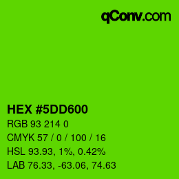 Code couleur: HEX #5DD600 | qconv.com