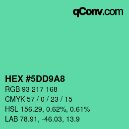 カラーコード: HEX #5DD9A8 | qconv.com