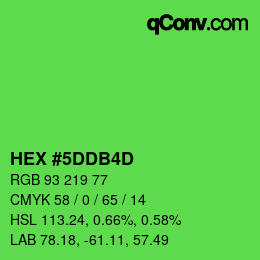 颜色代码: HEX #5DDB4D | qconv.com