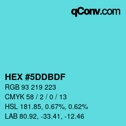 Código de color: HEX #5DDBDF | qconv.com