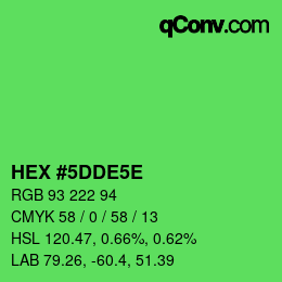 カラーコード: HEX #5DDE5E | qconv.com