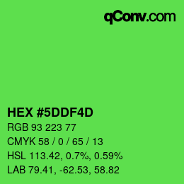 カラーコード: HEX #5DDF4D | qconv.com
