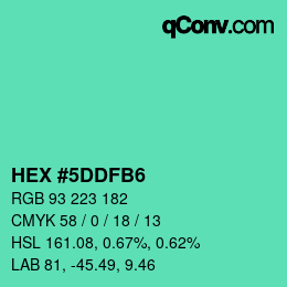 Color code: HEX #5DDFB6 | qconv.com