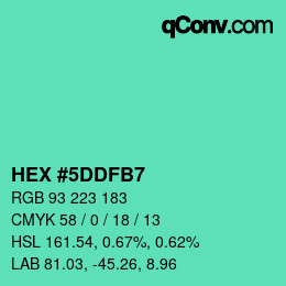 カラーコード: HEX #5DDFB7 | qconv.com