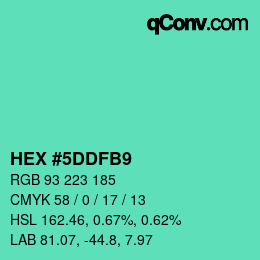 Color code: HEX #5DDFB9 | qconv.com