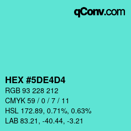 Código de color: HEX #5DE4D4 | qconv.com