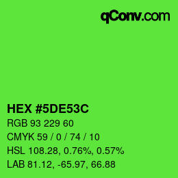 颜色代码: HEX #5DE53C | qconv.com