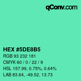 Color code: HEX #5DE8B5 | qconv.com