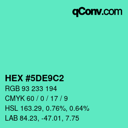 カラーコード: HEX #5DE9C2 | qconv.com