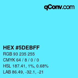 颜色代码: HEX #5DEBFF | qconv.com