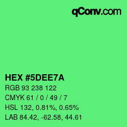 Color code: HEX #5DEE7A | qconv.com