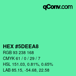 カラーコード: HEX #5DEEA8 | qconv.com