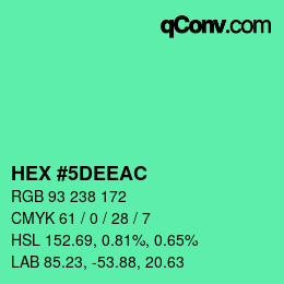 Color code: HEX #5DEEAC | qconv.com