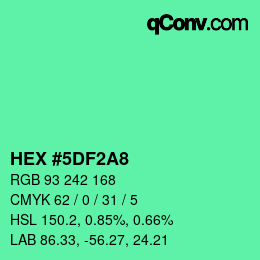 カラーコード: HEX #5DF2A8 | qconv.com
