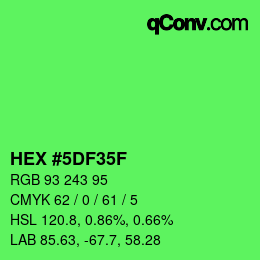 Color code: HEX #5DF35F | qconv.com