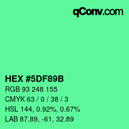 Color code: HEX #5DF89B | qconv.com