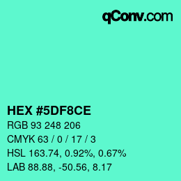 Color code: HEX #5DF8CE | qconv.com