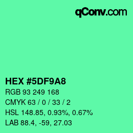 Farbcode: HEX #5DF9A8 | qconv.com