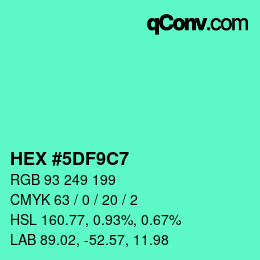 Color code: HEX #5DF9C7 | qconv.com