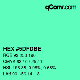 Color code: HEX #5DFDBE | qconv.com
