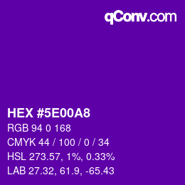 Código de color: HEX #5E00A8 | qconv.com
