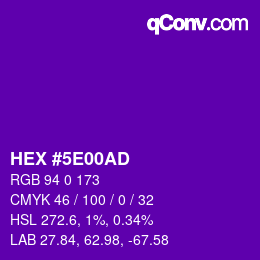 Color code: HEX #5E00AD | qconv.com