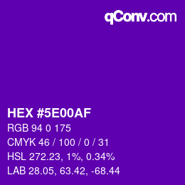Color code: HEX #5E00AF | qconv.com