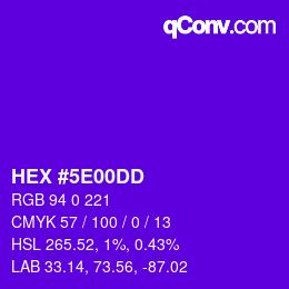 Color code: HEX #5E00DD | qconv.com