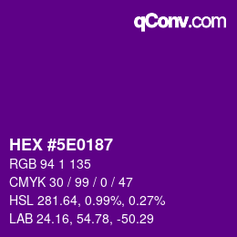 Color code: HEX #5E0187 | qconv.com