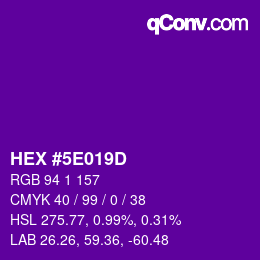 Code couleur: HEX #5E019D | qconv.com