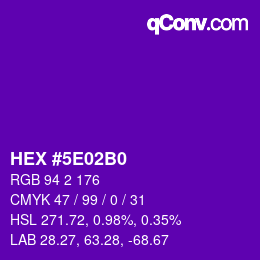 Color code: HEX #5E02B0 | qconv.com