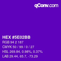 Color code: HEX #5E02BB | qconv.com